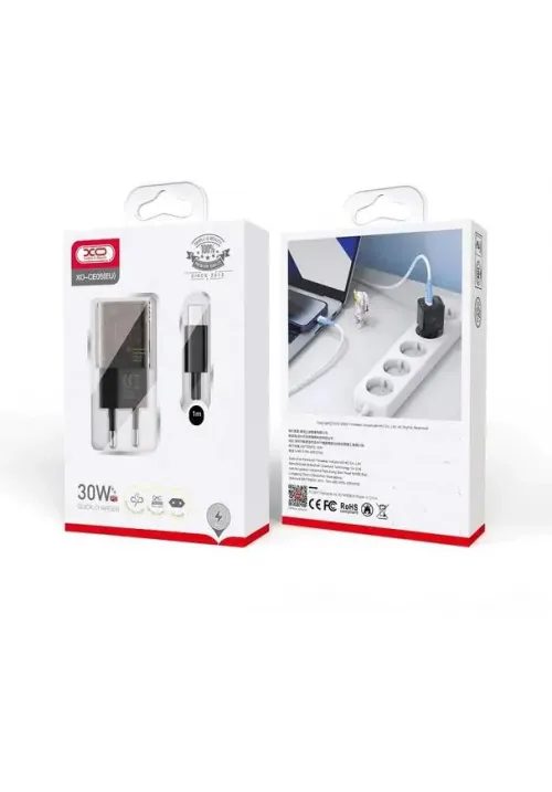 Мережеве зарядне зі шнуром Type-C XO CE05 (PD 30W QC 18W)