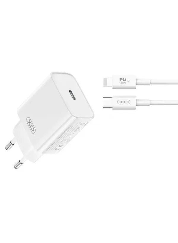Мережевий зарядний кабель Lightning XO CE15 (PD20W USB-C)