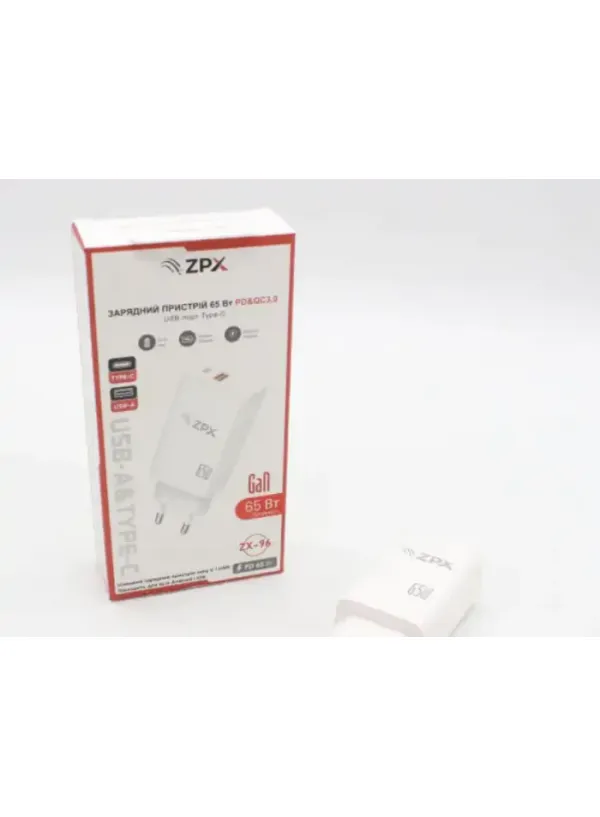 Мережевий зарядний ZPX ZX-96 (Type-C+USB 65W)