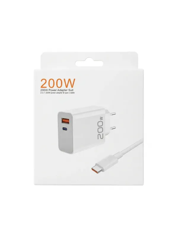 Мережевий зарядний кабель Type-C (200W, CABLE USB/PD)