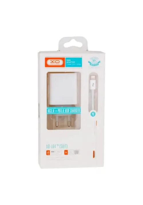 Мережевий зарядний кабель Type-C to Lighting XO L64 (20W QC3.0+PD)
