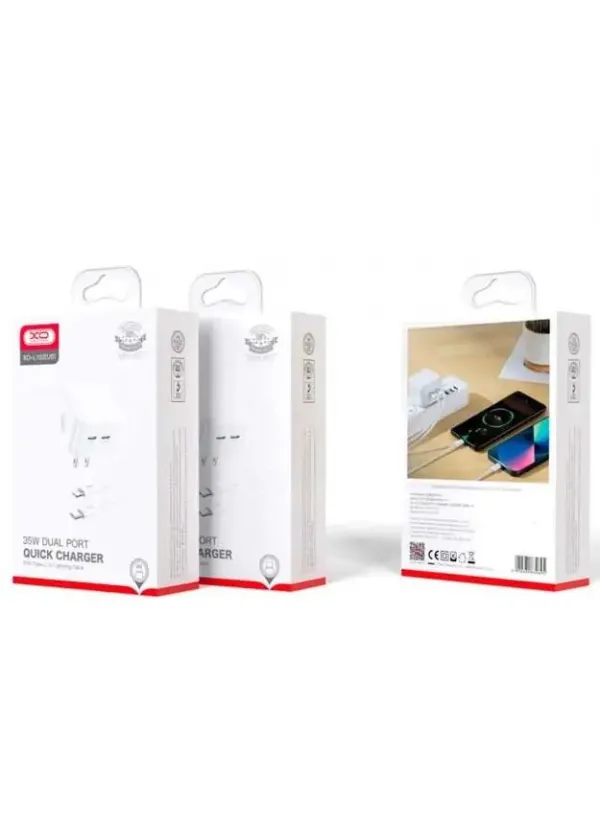 Мережевий зарядний кабель Lightning XO L102 (2Type-C 35W)