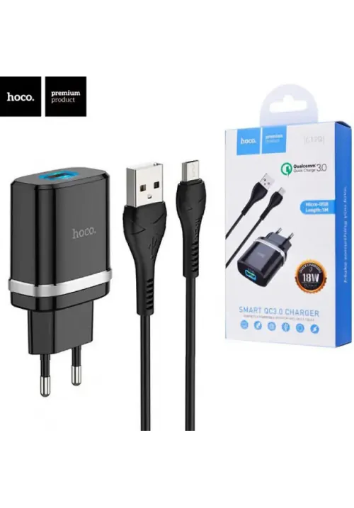 Зарядне мережеве HOCO C12Q з microUSB