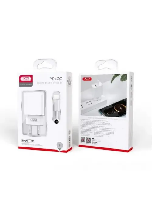 Мережеве зарядне зі шнуром Type-C XO CE02A (PD 20W QC 18W)