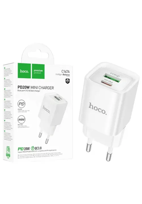 Зарядне мережеве HOCO C147A (PD20W QC3.0)