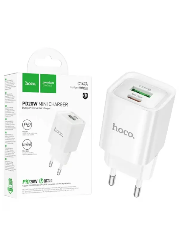 Зарядне мережеве HOCO C147A (PD20W QC3.0)