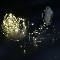 Гірлянда 30 LED на мідному дроті (крапля роси) Теплий білий (на батарейках з USB)