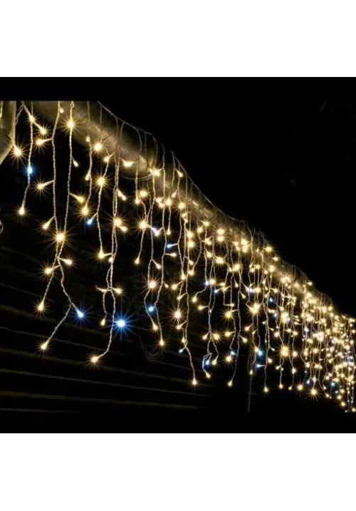 Гірлянда 120 LED Бахрома Теплий білий на прозорому дроті (3.3х0.7 метрів)