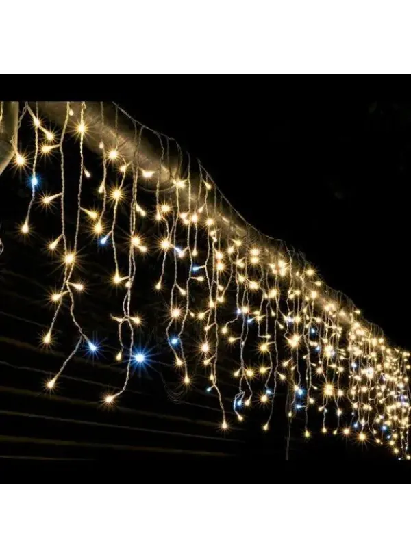 Гірлянда 120 LED Бахрома Теплий білий на прозорому дроті (3.3х0.7 метрів)