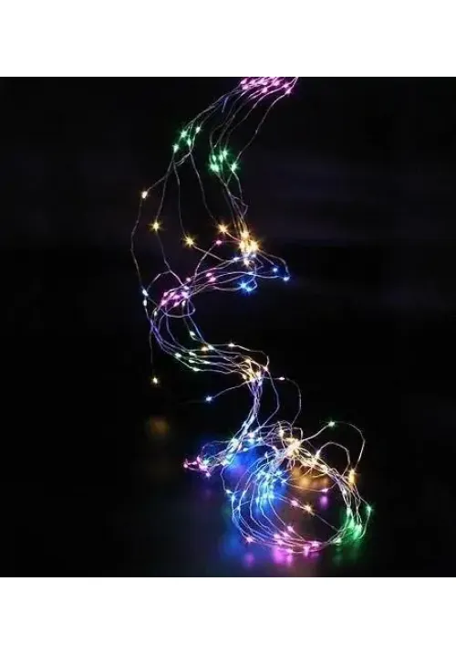 Гірлянда 30 LED 3 метри на мідному дроті (крапля роси) Мультикольоровий (на батарейках з USB)