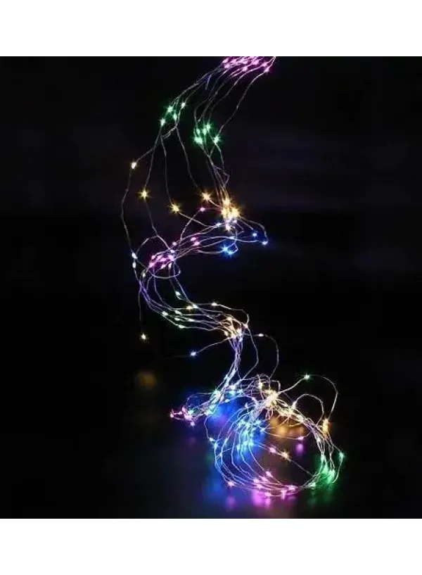 Гірлянда 30 LED 3 метри на мідному дроті (крапля роси) Мультикольоровий (на батарейках з USB)