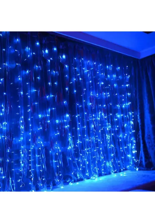 Гірлянда водоспад 480 LED 3х3 метри на білому дроті Синій (від мережі)