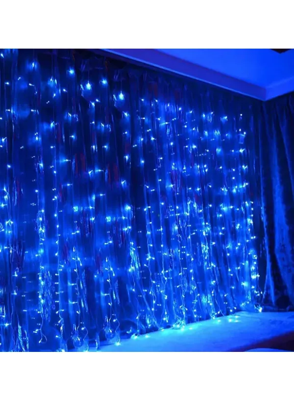 Гірлянда водоспад 480 LED 3х3 метри на білому дроті Синій (від мережі)