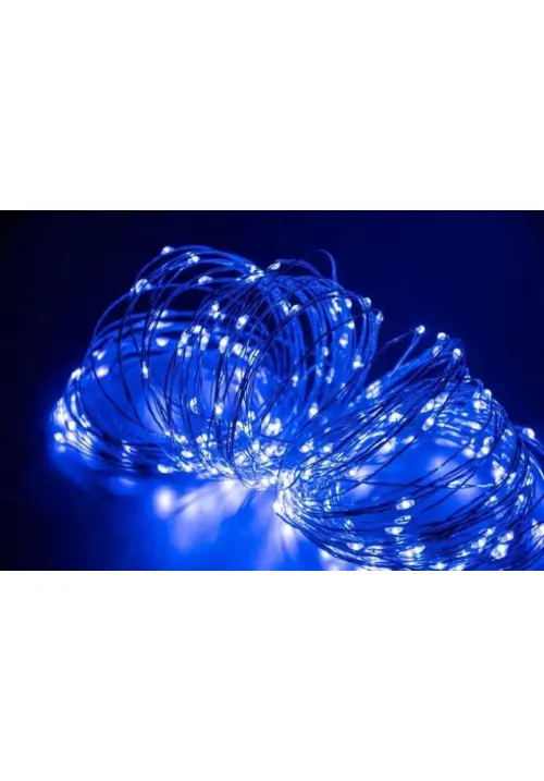 Гірлянда 100 LED 10 метрів (крапля роси) Синій (на батарейках + USB)