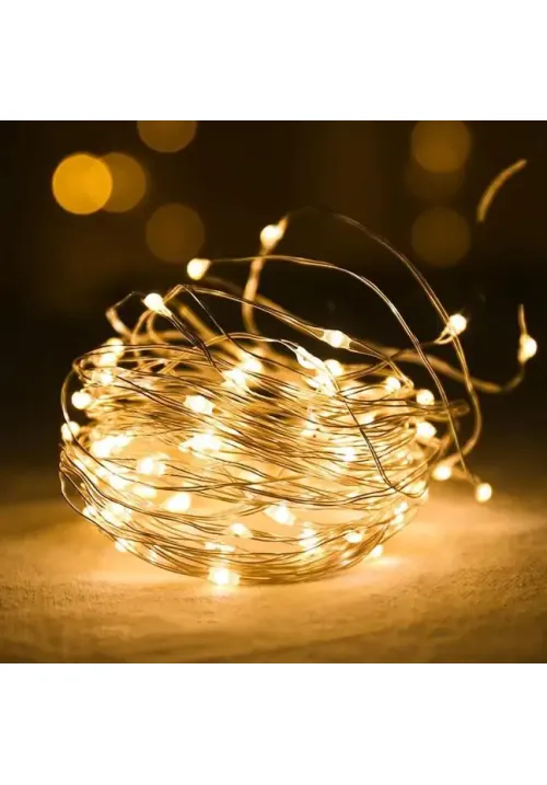 Гірлянда на батарейках (2xAA)+USB 2 метри 20 LED (теплий білий)