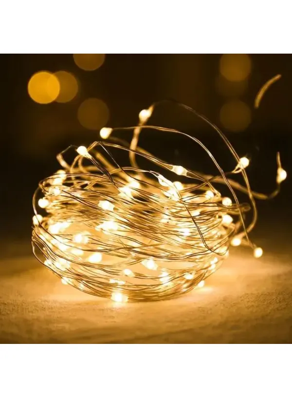 Гірлянда на батарейках (2xAA)+USB 2 метри 20 LED (теплий білий)