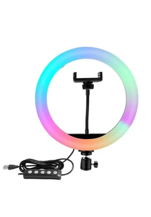 Кільцева світлодіодна лампа RGB LED 26 см (з затискачем для телефону) MJ26
