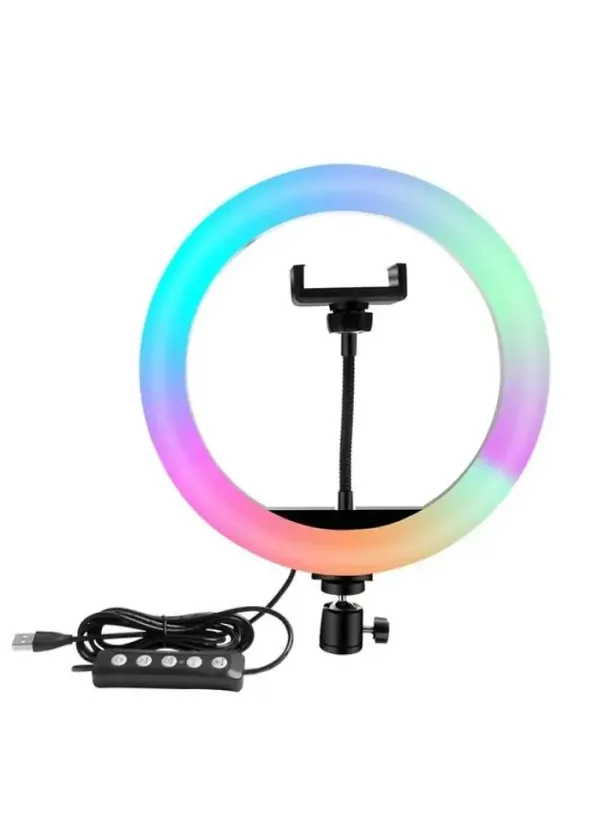 Кільцева світлодіодна лампа RGB LED 26 см (з затискачем для телефону) MJ26