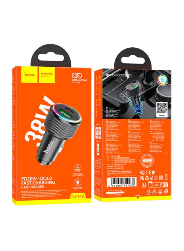 Автомобільне зарядне HOCO NZ14A (38W PD20W QC3.0)