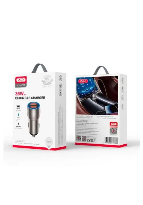 Автомобильное зарядное со шнуром Type-C XO CC52 (USB QC3.0 36W)