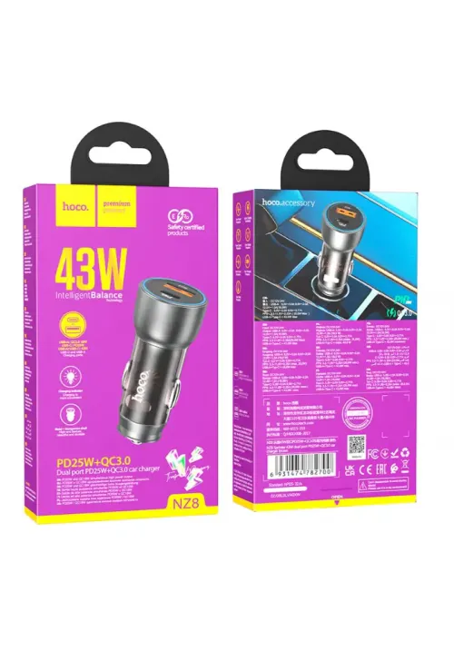 Автомобильное зарядное HOCO NZ8 (43W PD25W QC3.0)