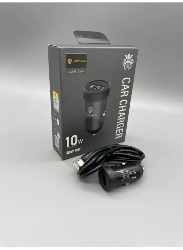 Автомобільне зарядне LENYES CA855 + кабель iPhone (1USB 10W)