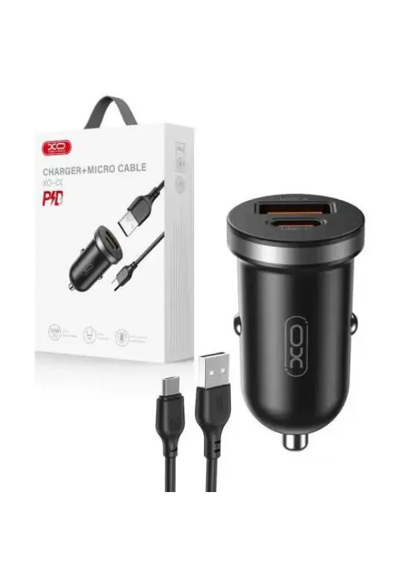 Автомобільне зарядне з кабелем microUSB XO CC56 (PD+QC3.0)