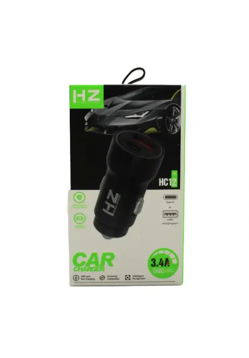 Автомобільне зарядне з кабелем Type-C HZ HC12 (1Type-C 1USB)
