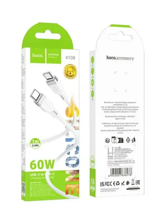 Шнур Type-C to Type-C HOCO X109 (60W, 1м)