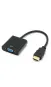 Перехідник HDMI-VGA тато-мама з аудіо-кабелем (у пакеті) без живлення
