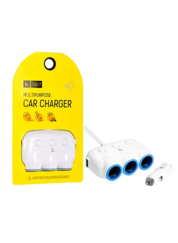 Автомобільне зарядне HOCO C1 (2USB + 3 прикурювача)