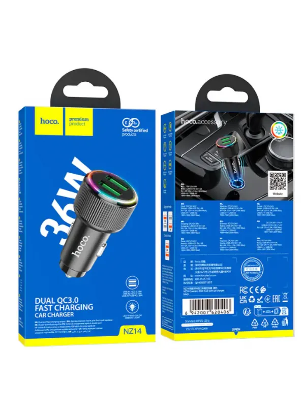 Автомобільне зарядне HOCO NZ14 (36W QC3.0)
