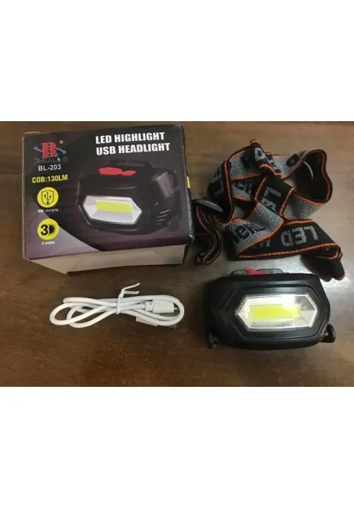 Налобний ліхтар із microUSB X-BALOG BL-203 (COB)