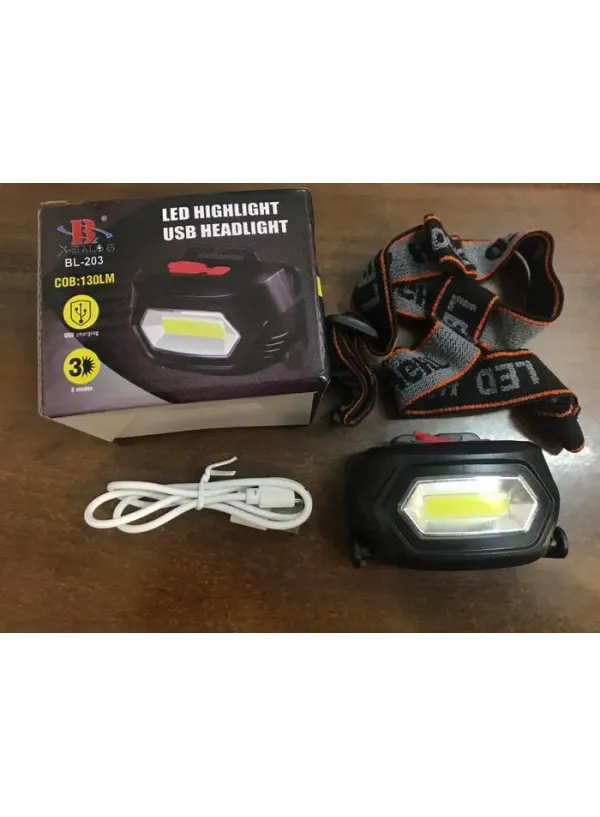Налобний ліхтар із microUSB X-BALOG BL-203 (COB)