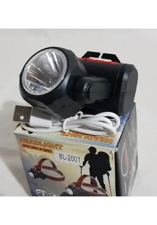 Налобный фонарь с microUSB BL-2001 (XPE+4SMD)