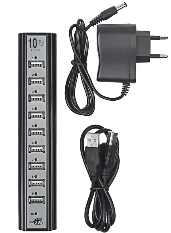 Хаб концентратор USB HUB на 10 портів (додаткове харчування)