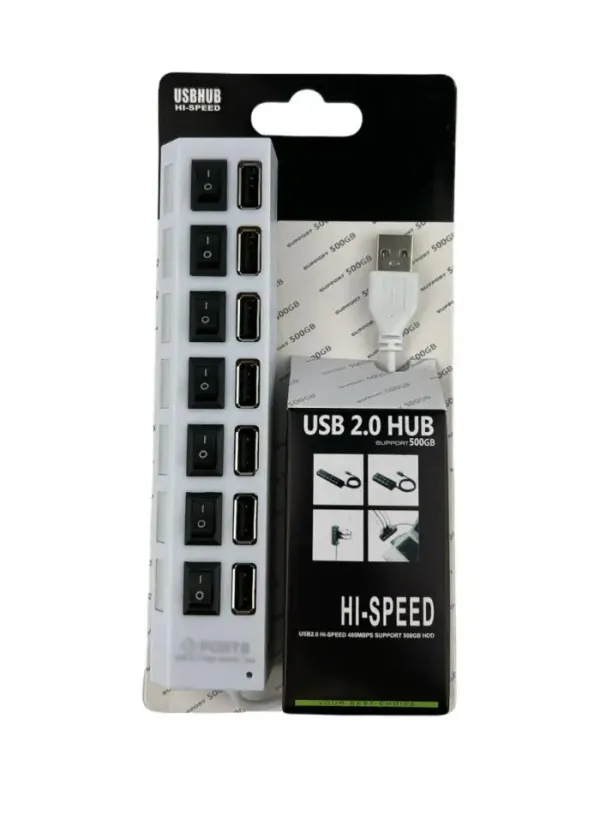 Хаб на 7 портів із вимикачами USB Port Hub 500Gb