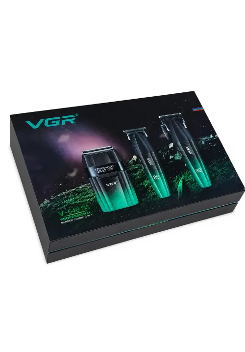 Машинка для стрижки волос 3 в 1 (набор) VGR V-640 S3 GREEN