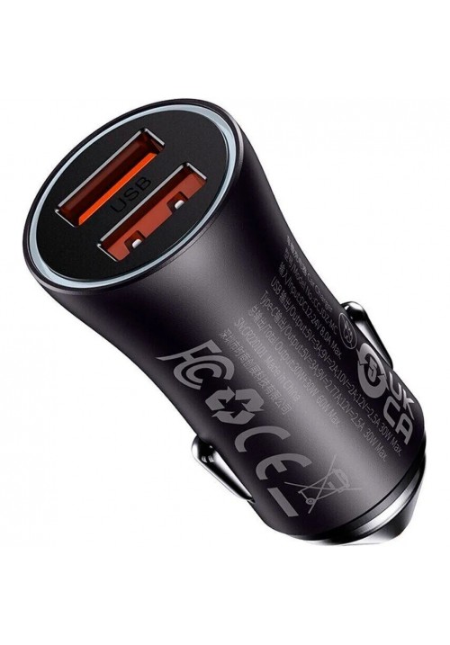 Автомобільний зарядний пристрій Baseus FC U+U 60W (CGJM000013) сірий
