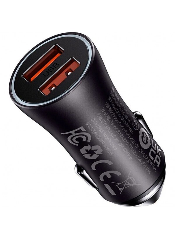 Автомобільний зарядний пристрій Baseus FC U+U 60W (CGJM000013) сірий