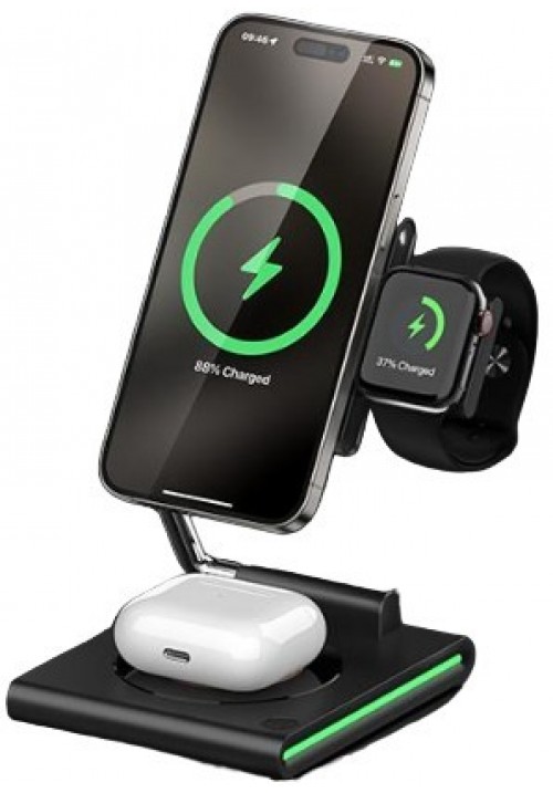 Бездротова зарядка MAXCO 3in1 15W Wireless Charger (MW07) чорний
