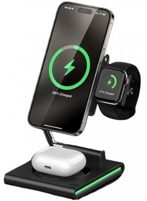 Бездротова зарядка MAXCO 3in1 15W Wireless Charger (MW07) чорний