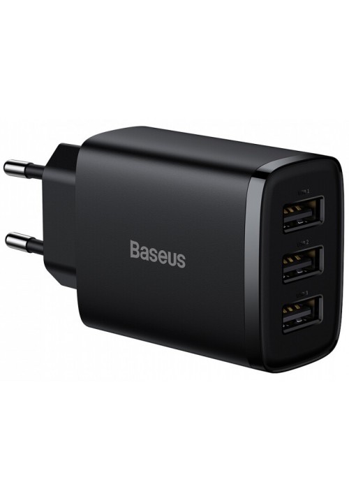 Зарядний пристрій Baseus Compact 3U 17W (CCXJ020101) чорний