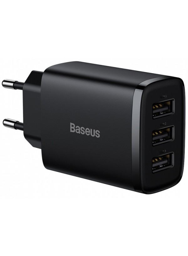 Зарядний пристрій Baseus Compact 3U 17W (CCXJ020101) чорний