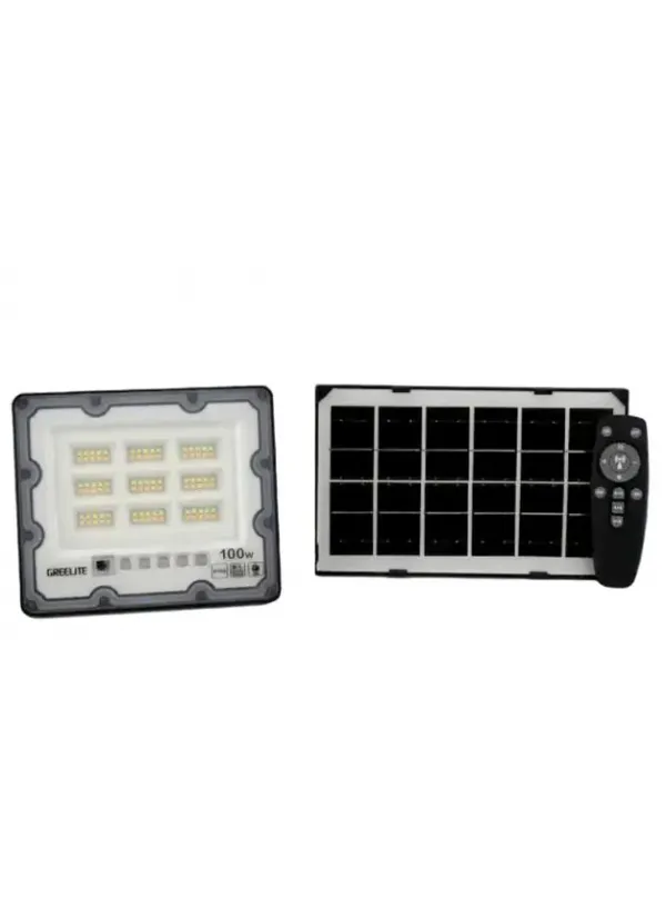 Вуличний ліхтар на стовп + сонячна панель JX-007-100W (з пультом)