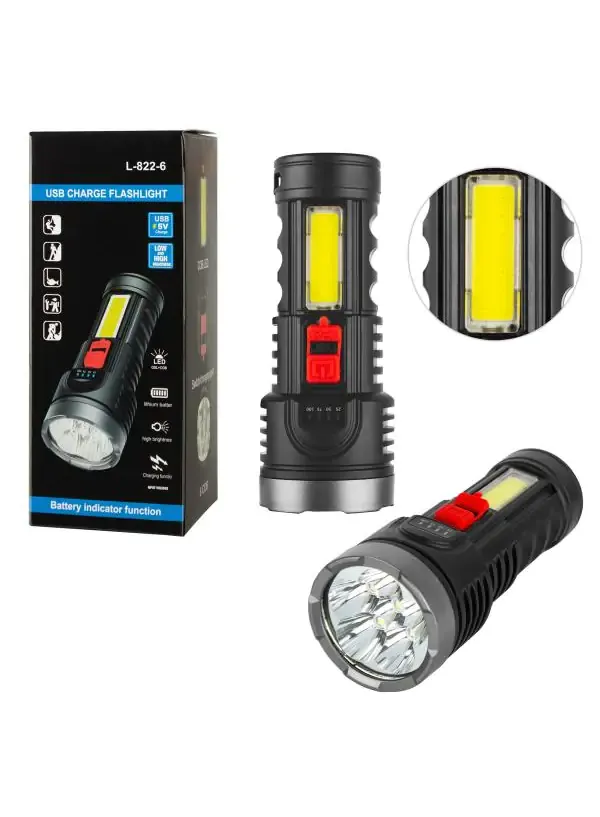 Ліхтарик ручний ліхтар із microUSB L-822-6 (6LED+COB)