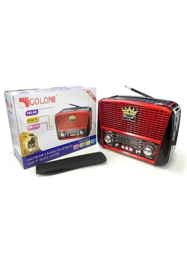 Приймач радіо з флешкою ​​GOLON RX-455S (сонячна панель)