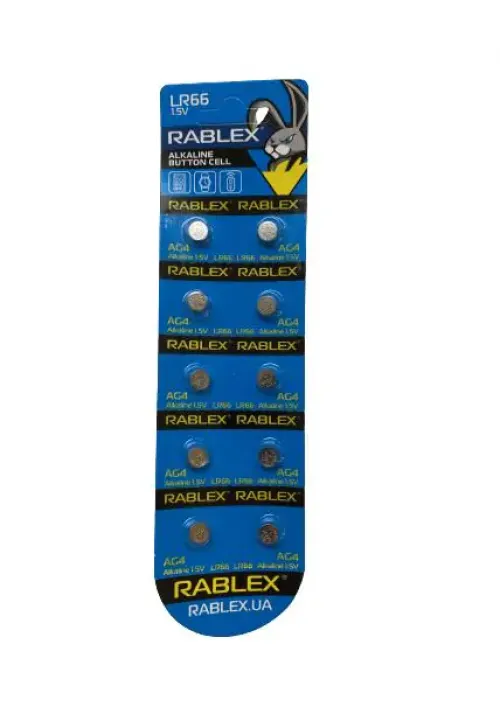 Батарейка для годинника RABLEX AG4/LR626 10шт/блістер (Ціна вказана за 10шт)