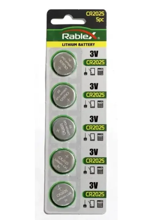Батарейка літієва RABLEX CR2025 5шт/блістер (Ціна вказана за 5шт)
