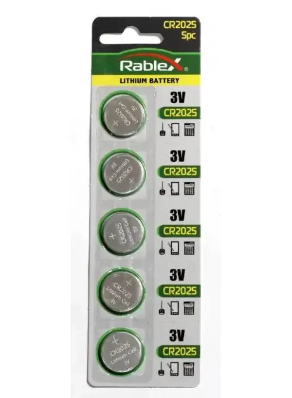 Батарейка літієва RABLEX CR2025 5шт/блістер (Ціна вказана за 5шт)